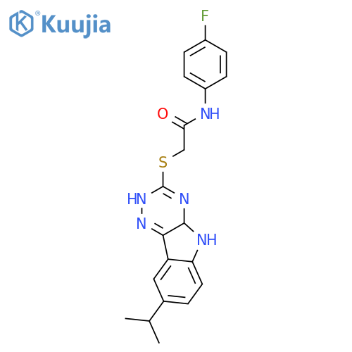 Acetamide, N-(4-fluorophenyl)-2-[[8-(1-methylethyl)-2H-1,2,4-triazino[5,6-b]indol-3-yl]thio]- (9CI) structure