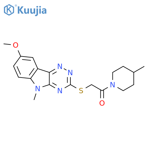 Piperidine, 1-[[(8-methoxy-5-methyl-5H-1,2,4-triazino[5,6-b]indol-3-yl)thio]acetyl]-4-methyl- (9CI) structure