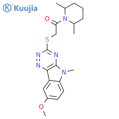 Piperidine, 1-[[(8-methoxy-5-methyl-5H-1,2,4-triazino[5,6-b]indol-3-yl)thio]acetyl]-2,6-dimethyl- (9CI) structure