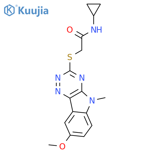 Acetamide, N-cyclopropyl-2-[(8-methoxy-5-methyl-5H-1,2,4-triazino[5,6-b]indol-3-yl)thio]- (9CI) structure