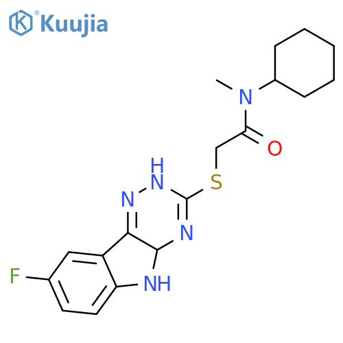 Acetamide, N-cyclohexyl-2-[(8-fluoro-2H-1,2,4-triazino[5,6-b]indol-3-yl)thio]-N-methyl- (9CI) structure