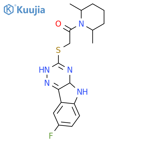 Piperidine, 1-[[(8-fluoro-2H-1,2,4-triazino[5,6-b]indol-3-yl)thio]acetyl]-2,6-dimethyl- (9CI) structure