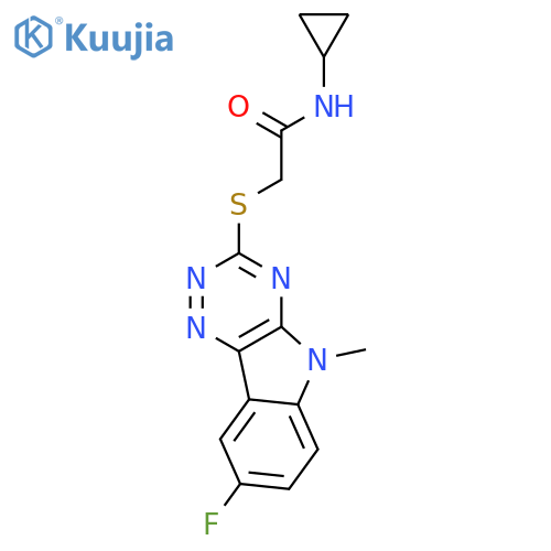 Acetamide, N-cyclopropyl-2-[(8-fluoro-5-methyl-5H-1,2,4-triazino[5,6-b]indol-3-yl)thio]- (9CI) structure