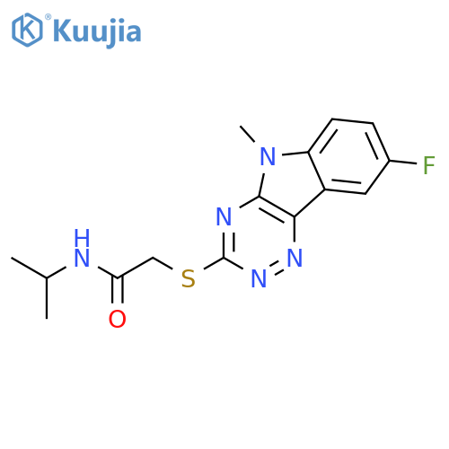 Acetamide, 2-[(8-fluoro-5-methyl-5H-1,2,4-triazino[5,6-b]indol-3-yl)thio]-N-(1-methylethyl)- (9CI) structure