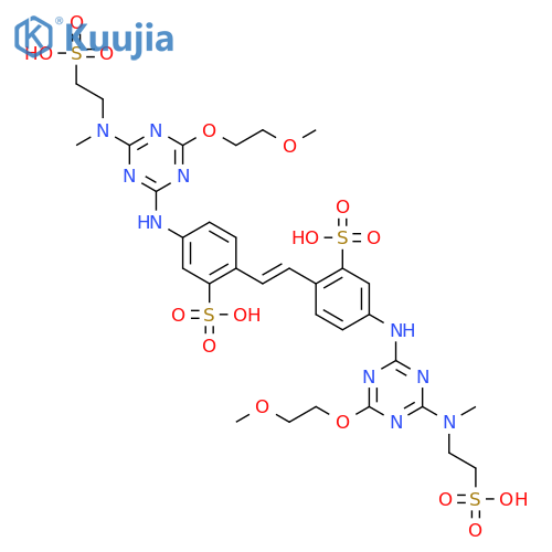 2,2'-(E)-ethene-1,2-diylbis[5-({4-(2-methoxyethoxy)-6-[methyl(2-sulfoethyl)amino]-1,3,5-triazin-2-yl}amino)benzenesulfonic acid] structure