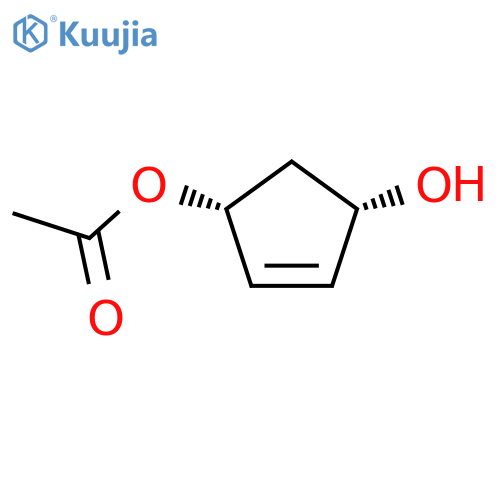 (1R,4S)-4-hydroxycyclopent-2-en-1-yl acetate structure