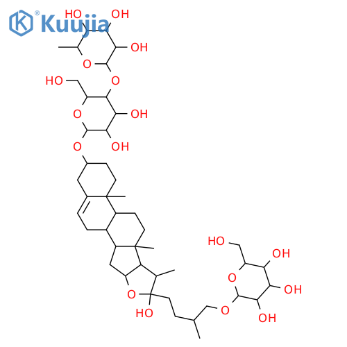β-D-Glucopyranoside, (3β,22α,25S)-26-(β-D-glucopyranosyloxy)-22-hydroxyfurost-5-en-3-yl 4-O-(6-deoxy-α-L-mannopyranosyl)- structure