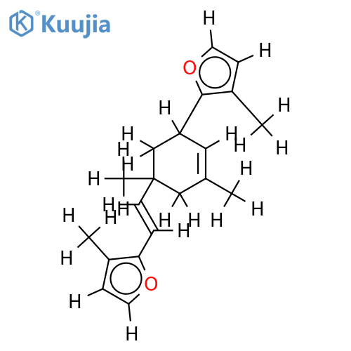 1,5xi-Dimethyl-3xi-(3-methyl-[2]furyl)-5xi-[trans-2-(3-methyl-[2]furyl)-vinyl]-cyclohexen structure