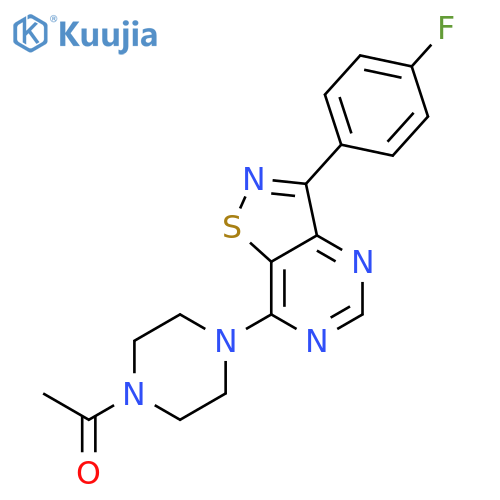 Piperazine, 1-acetyl-4-[3-(4-fluorophenyl)isothiazolo[4,5-d]pyrimidin-7-yl]- (9CI) structure