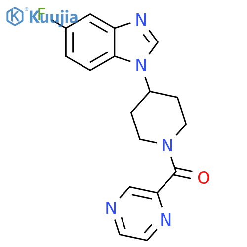 Piperidine, 4-(5-fluoro-1H-benzimidazol-1-yl)-1-(pyrazinylcarbonyl)- (9CI) structure