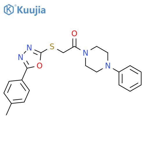 2-{5-(4-methylphenyl)-1,3,4-oxadiazol-2-ylsulfanyl}-1-(4-phenylpiperazin-1-yl)ethan-1-one structure