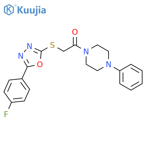 2-{5-(4-fluorophenyl)-1,3,4-oxadiazol-2-ylsulfanyl}-1-(4-phenylpiperazin-1-yl)ethan-1-one structure