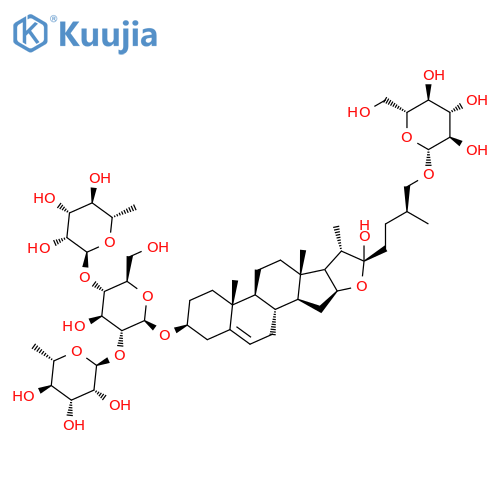 b-D-Glucopyranoside, (3b,22a,25S)-26-(b-D-glucopyranosyloxy)-22-hydroxyfurost-5-en-3-yl O-6-deoxy-a-L-mannopyranosyl-(1&reg;2)-O-[6-deoxy-a-L-mannopyranosyl-(1&reg;4)]- structure