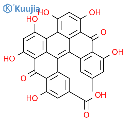1,3,4,6,8,15-hexahydroxy-13-methyl-7,16-dioxo-7,16-dihydrodibenzo[a,o]perylene-10-carboxylic acid structure