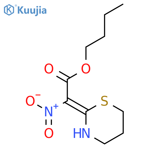 Acetic acid, nitro(tetrahydro-2H-1,3-thiazin-2-ylidene)-, butyl ester structure