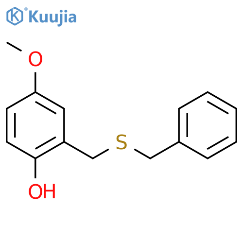 Phenol, 4-methoxy-2-[[(phenylmethyl)thio]methyl]- structure
