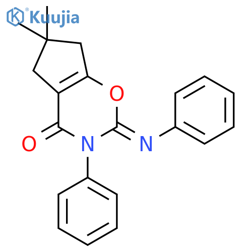 Cyclopenta[e]-1,3-oxazin-4(5H)-one,2,3,6,7-tetrahydro-6,6-dimethyl-3-phenyl-2-(phenylimino)- structure