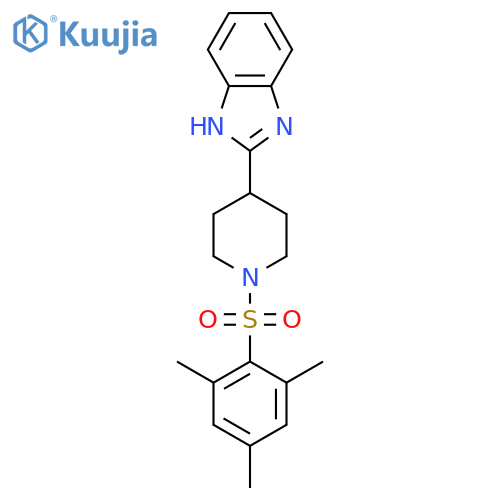 2-1-(2,4,6-trimethylbenzenesulfonyl)piperidin-4-yl-1H-1,3-benzodiazole structure