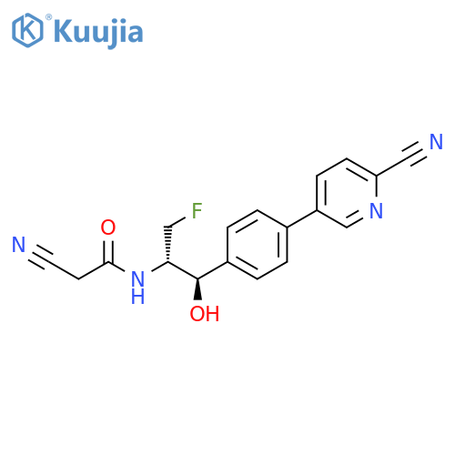 2-Cyano-N-{(1R,2S)-1-[4-(6-cyano-3-pyridinyl)phenyl]-3-fluoro-1-hydroxy-2-propanyl}acetamide structure