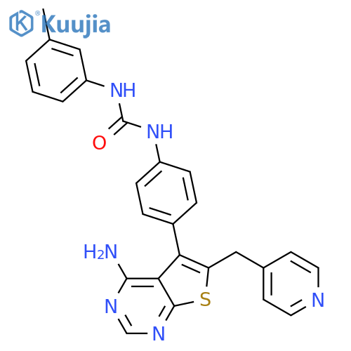 Urea,N-[4-[4-amino-6-(4-pyridinylmethyl)thieno[2,3-d]pyrimidin-5-yl]phenyl]-N'-(3-methylphenyl)- structure