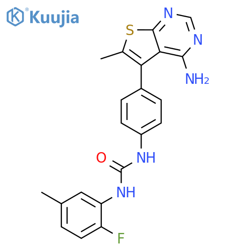Urea,N-[4-(4-amino-6-methylthieno[2,3-d]pyrimidin-5-yl)phenyl]-N'-(2-fluoro-5-methylphenyl)- structure