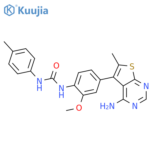 Urea,N-[4-(4-amino-6-methylthieno[2,3-d]pyrimidin-5-yl)-2-methoxyphenyl]-N'-(4-methylphenyl)- structure