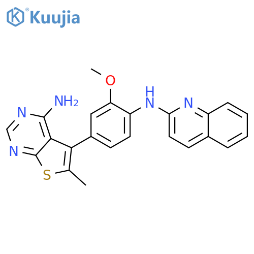2-Quinolinamine,N-[4-(4-amino-6-methylthieno[2,3-d]pyrimidin-5-yl)-2-methoxyphenyl]- structure