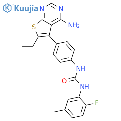 Urea,N-[4-(4-amino-6-ethylthieno[2,3-d]pyrimidin-5-yl)phenyl]-N'-(2-fluoro-5-methylphenyl)- structure