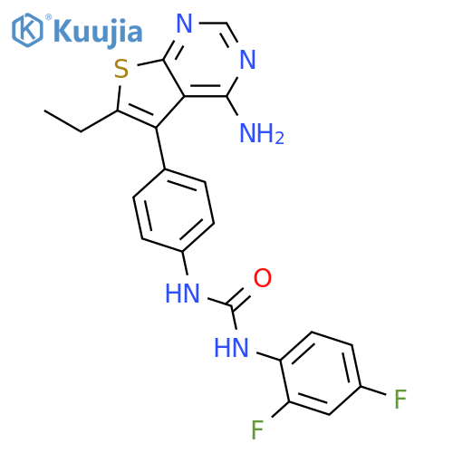Urea,N-[4-(4-amino-6-ethylthieno[2,3-d]pyrimidin-5-yl)phenyl]-N'-(2,4-difluorophenyl)- structure