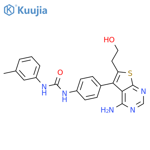 Urea,N-[4-[4-amino-6-(2-hydroxyethyl)thieno[2,3-d]pyrimidin-5-yl]phenyl]-N'-(3-methylphenyl)- structure