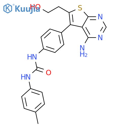 Urea,N-[4-[4-amino-6-(2-hydroxyethyl)thieno[2,3-d]pyrimidin-5-yl]phenyl]-N'-(4-methylphenyl)- structure