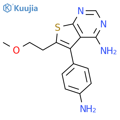 Thieno[2,3-d]pyrimidin-4-amine, 5-(4-aminophenyl)-6-(2-methoxyethyl)- structure