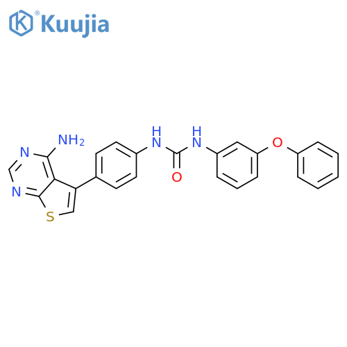 Urea,N-[4-(4-aminothieno[2,3-d]pyrimidin-5-yl)phenyl]-N'-(3-phenoxyphenyl)- structure