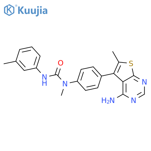 Urea,N-[4-(4-amino-6-methylthieno[2,3-d]pyrimidin-5-yl)phenyl]-N-methyl-N'-(3-methylphenyl)- structure