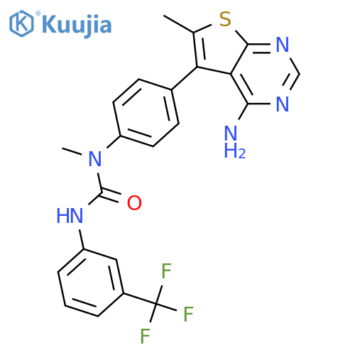 Urea,N-[4-(4-amino-6-methylthieno[2,3-d]pyrimidin-5-yl)phenyl]-N-methyl-N'-[3-(trifluoromethyl)phenyl]- structure