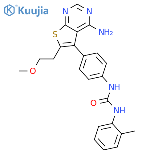 Urea,N-[4-[4-amino-6-(2-methoxyethyl)thieno[2,3-d]pyrimidin-5-yl]phenyl]-N'-(2-methylphenyl)- structure