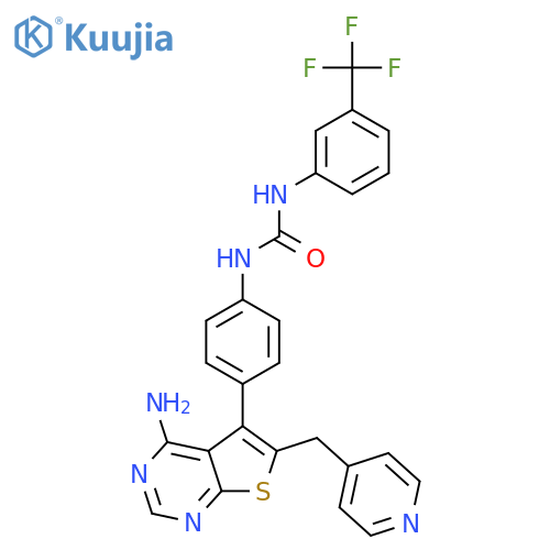 Urea,N-[4-[4-amino-6-(4-pyridinylmethyl)thieno[2,3-d]pyrimidin-5-yl]phenyl]-N'-[3-(trifluoromethyl)phenyl]- structure