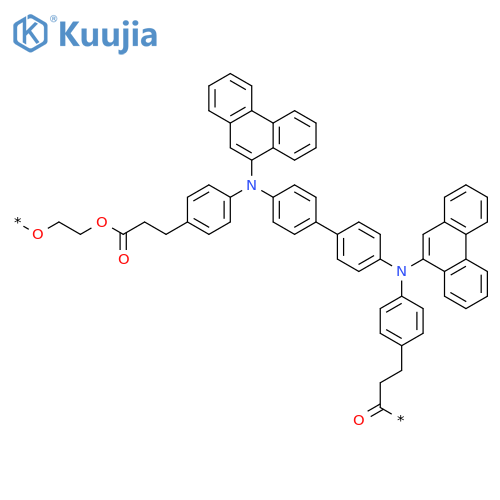 Poly[oxy-1,2-ethanediyloxy(1-oxo-1,3-propanediyl)-1,4-phenylene(9-phenanthrenylimino)[1,1'-biphenyl]-4,4'-diyl(9-phenanthrenylimino)-1,4-phenylene(3-oxo-1,3-propanediyl)] structure