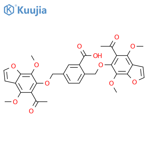 Benzoic acid,2,5-bis[[(5-acetyl-4,7-dimethoxy-6-benzofuranyl)oxy]methyl]- structure