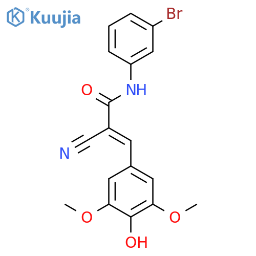 (2Z)-N-(3-bromophenyl)-2-cyano-3-(4-hydroxy-3,5-dimethoxyphenyl)prop-2-enamide structure