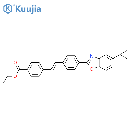 Benzoic acid,4-[2-[4-[5-(1,1-dimethylethyl)-2-benzoxazolyl]phenyl]ethenyl]-, ethyl ester structure
