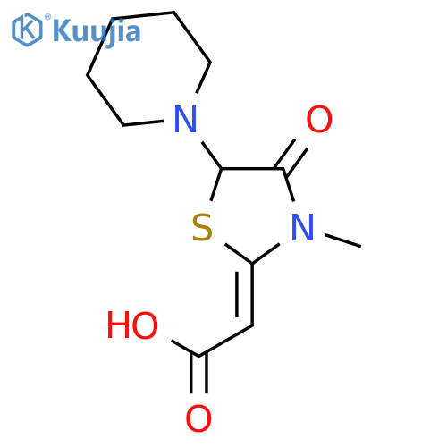 Acetic acid, [3-methyl-4-oxo-5-(1-piperidinyl)-2-thiazolidinylidene]- structure