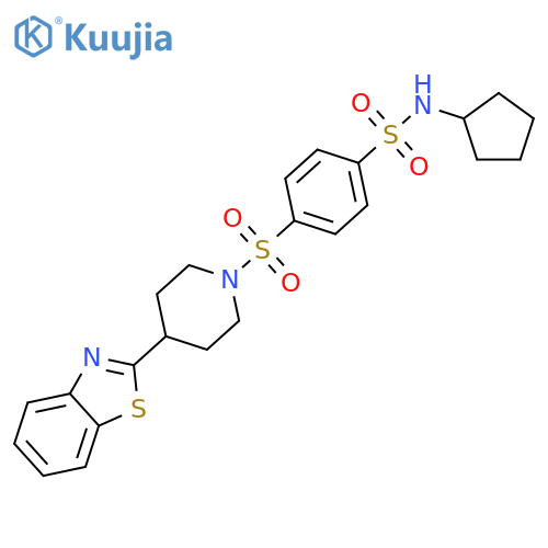 Benzenesulfonamide, 4-[[4-(2-benzothiazolyl)-1-piperidinyl]sulfonyl]-N-cyclopentyl- (9CI) structure