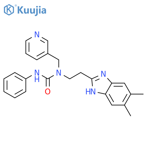Urea, N-[2-(5,6-dimethyl-1H-benzimidazol-2-yl)ethyl]-N-phenyl-N-(3-pyridinylmethyl)- (9CI) structure