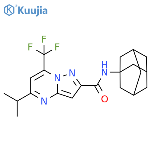 Pyrazolo[1,5-a]pyrimidine-2-carboxamide, 5-(1-methylethyl)-N-tricyclo[3.3.1.13,7]dec-1-yl-7-(trifluoromethyl)- (9CI) structure