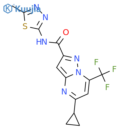 Pyrazolo[1,5-a]pyrimidine-2-carboxamide, 5-cyclopropyl-N-(5-methyl-1,3,4-thiadiazol-2-yl)-7-(trifluoromethyl)- (9CI) structure
