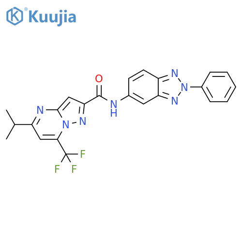 Pyrazolo[1,5-a]pyrimidine-2-carboxamide, 5-(1-methylethyl)-N-(2-phenyl-2H-benzotriazol-5-yl)-7-(trifluoromethyl)- (9CI) structure