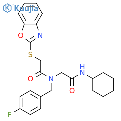 Acetamide, 2-(2-benzoxazolylthio)-N-[2-(cyclohexylamino)-2-oxoethyl]-N-[(4-fluorophenyl)methyl]- (9CI) structure