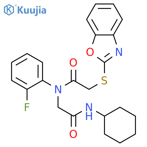 Acetamide, 2-(2-benzoxazolylthio)-N-[2-(cyclohexylamino)-2-oxoethyl]-N-(2-fluorophenyl)- (9CI) structure