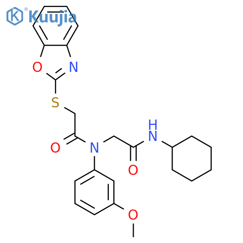 Acetamide, 2-(2-benzoxazolylthio)-N-[2-(cyclohexylamino)-2-oxoethyl]-N-(3-methoxyphenyl)- (9CI) structure